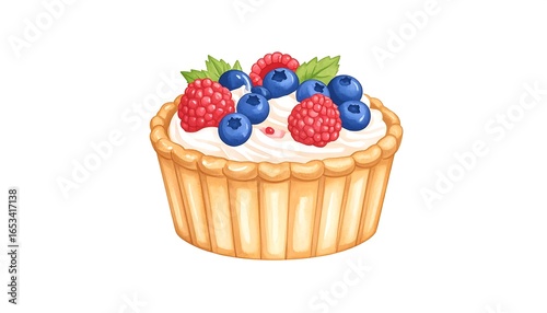 Colorful berry tart illustration