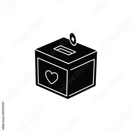 Donation Box with Heart and Coin Silhouette charity