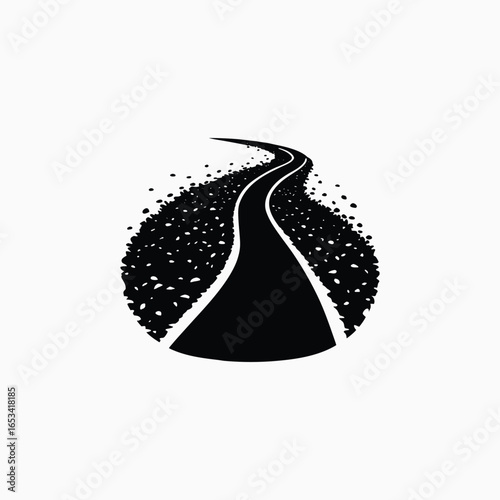 Winding road through a textured landscape Keywords: road, path, way, journey, travel, direction