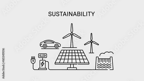 Sustainability Concept Icons eco friendly green energy