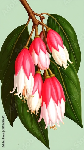 Botanical illustration of a flowering branch