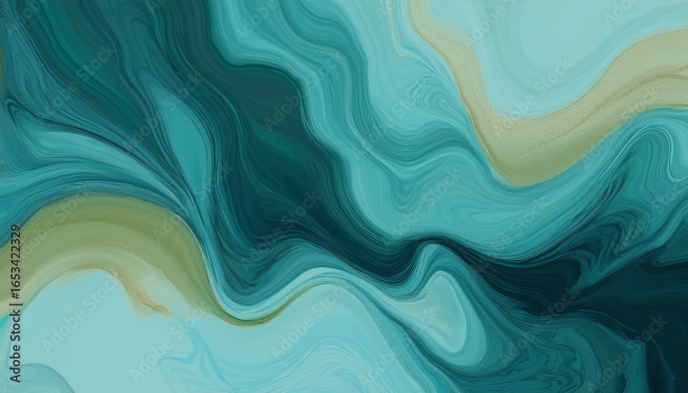 Fototapeta premium abstract watercolor paint background by teal color blue and green with liquid fluid texture generative ai