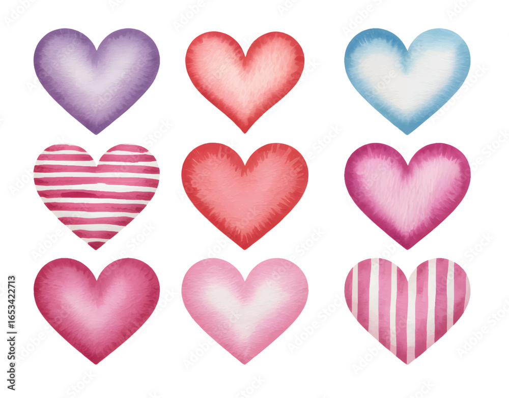 Romantic hearts in pastel tones, perfect for wedding, valentine, and greeting themes. Romantic hearts in pastel tones, perfect for wedding, valentine, and greeting themes.