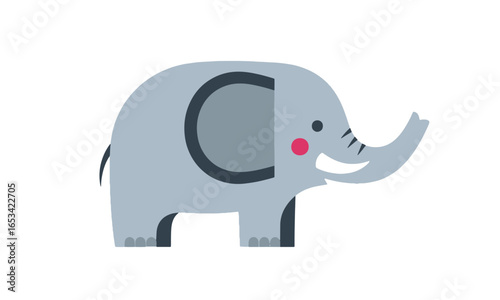 elephant vector flat design facing sideways for kids design eps 8