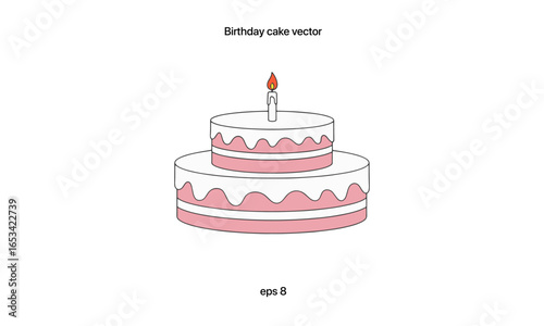 birthday cake vector flat design  eps 8