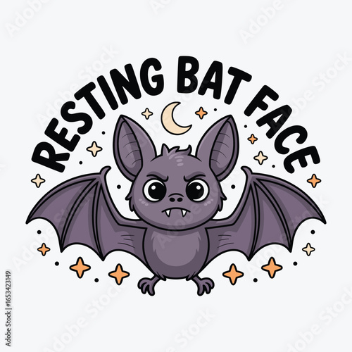 resting bat face helloween t shirt design 2
