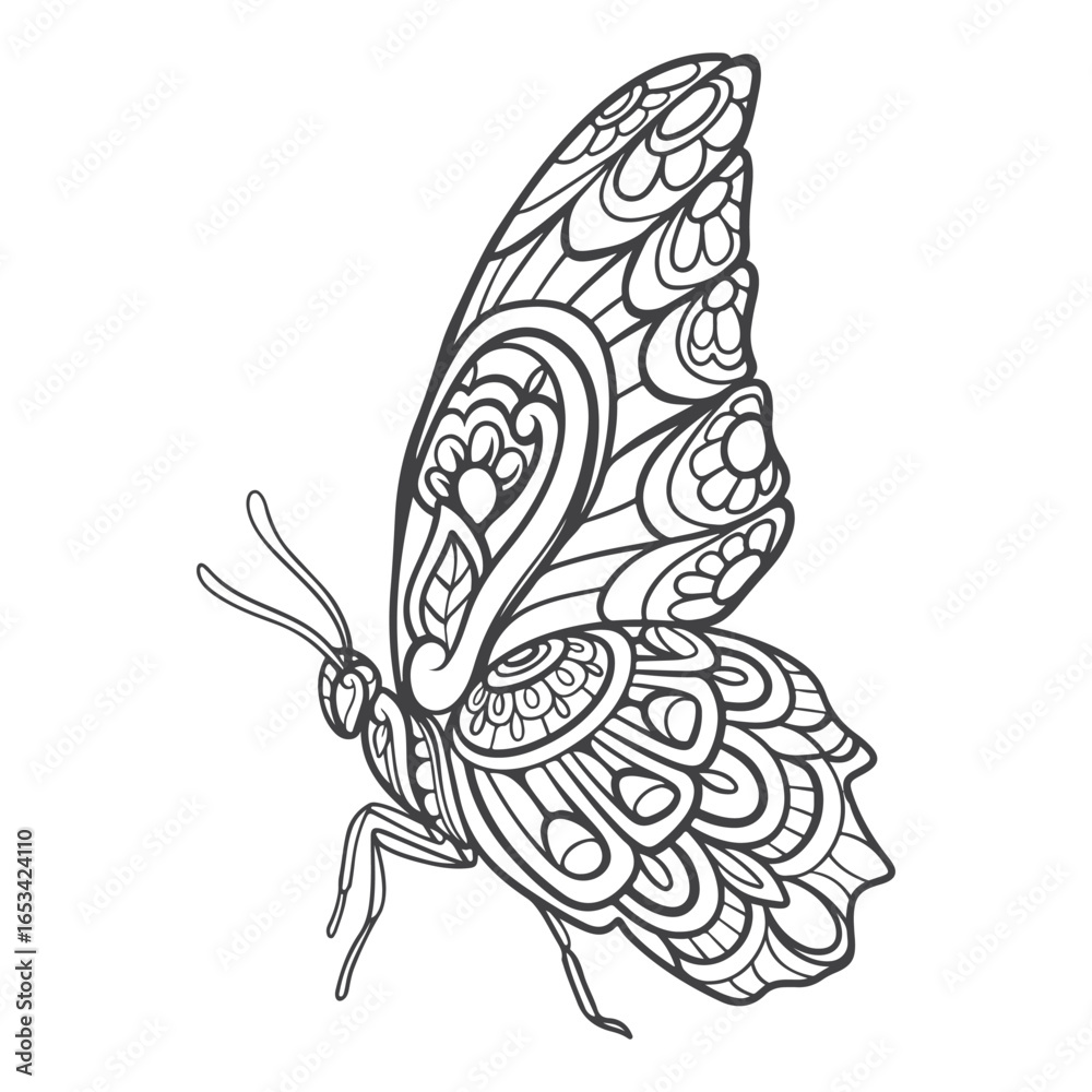 butterfly mandala arts isolated on white background