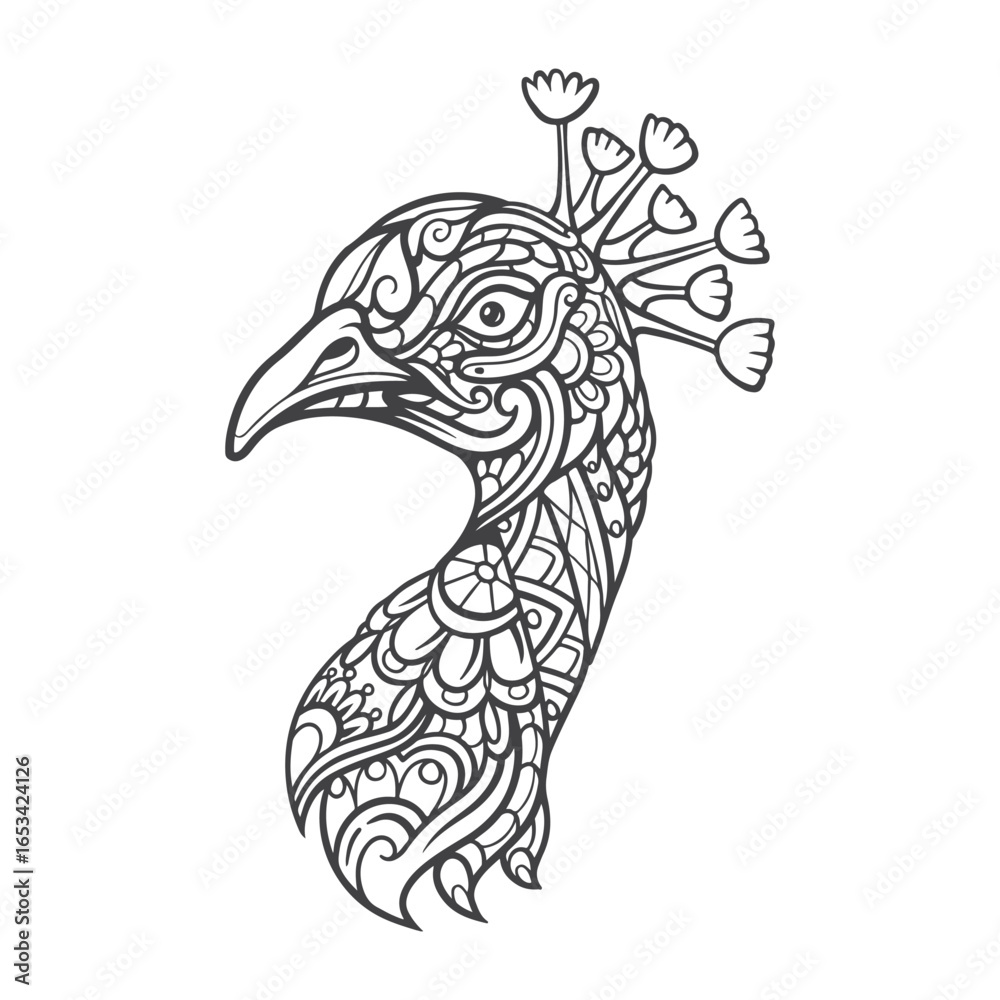 Obraz premium Peacock head mandala arts isolated on white background