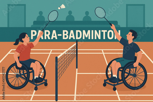 Para Badminton Match Flat Animated Illustration