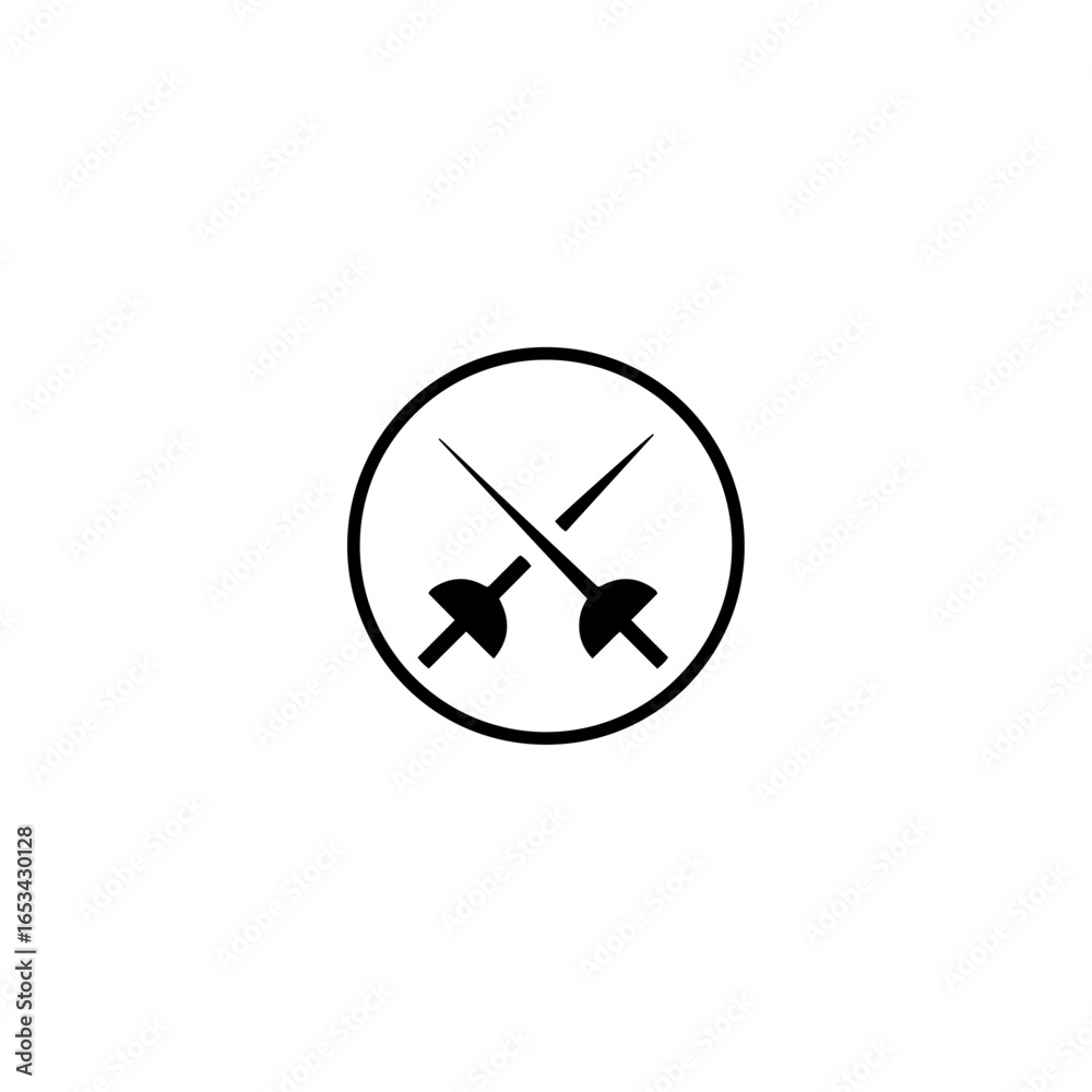 Naklejka premium Crossed scimitar swords icon flat vector design.