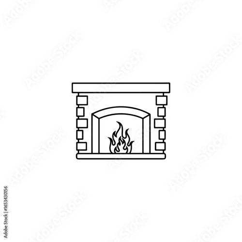 Fireplace icon flat vector design.