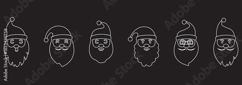 Set of santa claus head. Santa faces set. Christmas claus character set. Cute funny santa claus. Saint nick head for Christmas cards, banners, labels. Cute noel icon. collection of santa head