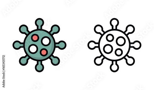 Coronavirus Vector Illustration with Colored and Outlined Icon for Healthcare and Medical Visuals