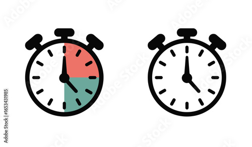 Stopwatch Icon Set Visualizing Time Management, Deadlines, and Productivity in Business and Education