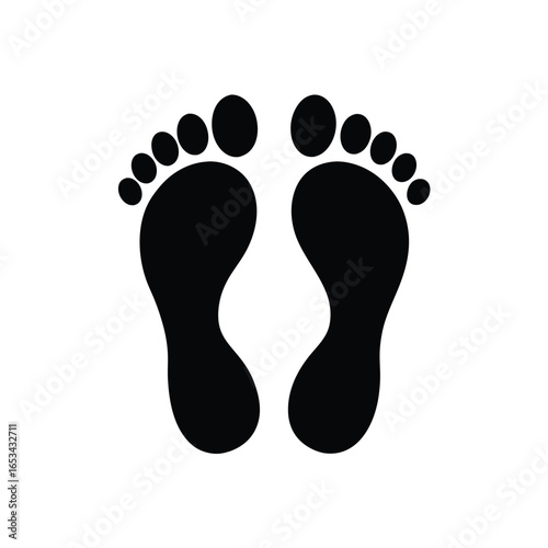 Human footprints vector icon. black silhouette footprint pair icon graphic Step walking symbol. Foot shape trace. 