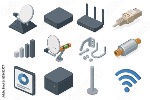 Satellite antenna home vector signal bracket tool interior icon battery indicator