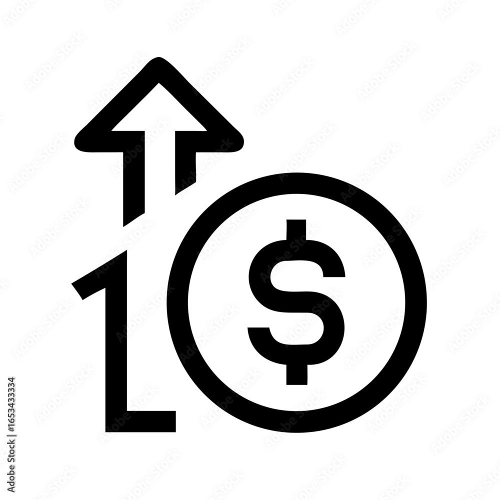 Investment growth and financial increase with dollar coin and arrow going up concept illustration Investment growth and financial increase with dollar coin and arrow going up concept illustration