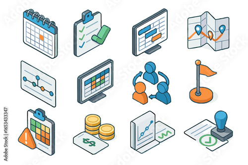 Icons timeline list calendar tracking schedule assessment vector migration progress planning icon
