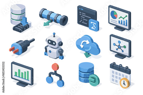 Tool migration sync extractor icon robot control loader data vector icons api