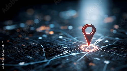 Glowing Light Geolocation Map Marker Local Business