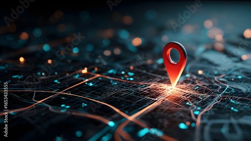 Glowing Light Geolocation Map Marker Local Business