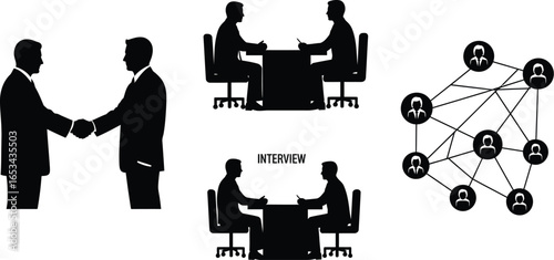 Silhouettes Representing Hiring, Interviewing, and Professional Networking