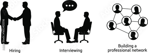 Silhouettes Representing Hiring, Interviewing, and Professional Networking