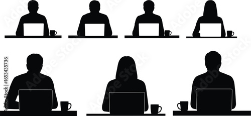 Silhouettes of Individuals Working at Home - Simple Home Office Setups
