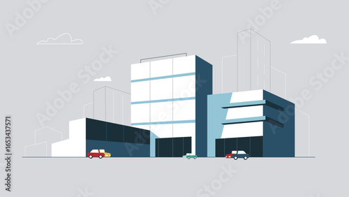 Modern Urban Architecture with Geometric Building Design