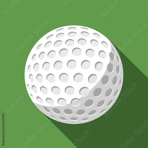 White Golf Ball on Green Grass with Long Shadow