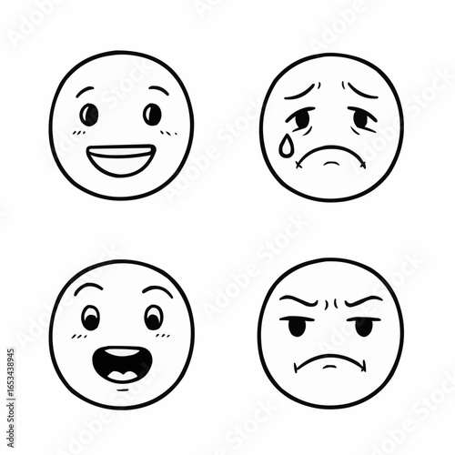 Cartoon emoticons showing various facial expressions and emotions  