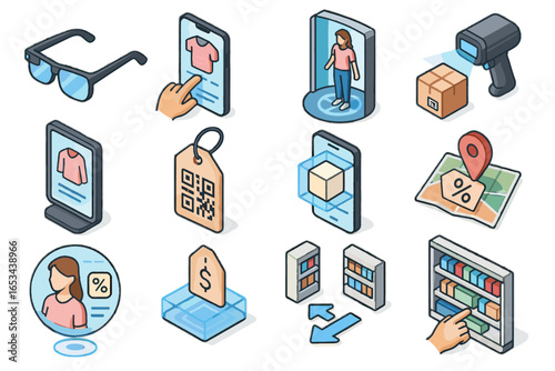 Icon store vector smart app navigation scanner arrows shopping ar interactive augmented
