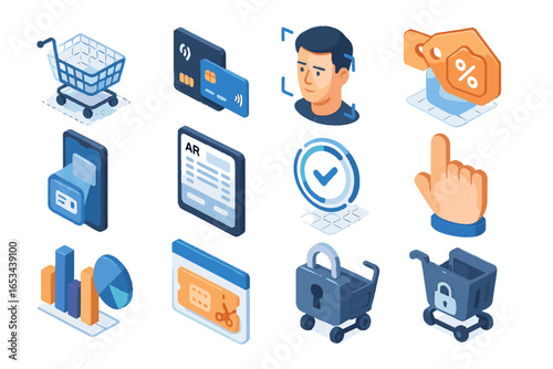 Checkout history interface icons scanner contactless loyalty vector confirmation icon virtual augmented