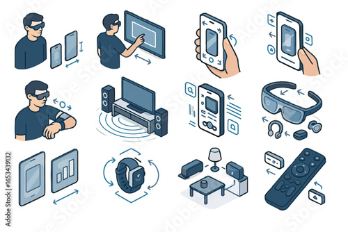 Hand icon comparison control room vector electronics preview breakdown ar overlay