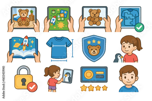 Icons parental icon vector builder ar puzzle animation toy room virtual shopping