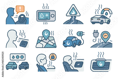 Icon vent car mode vector isometric selector scent condition refill sync fragrance