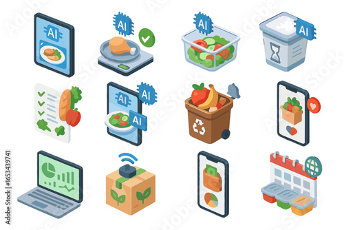 Recipe vector nutrition food ai smart reminder icons icon packaging tracker composting
