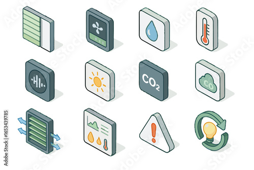 Icons environment alert smart vector noise dioxide icon sensor humidity filter gauge