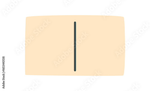 Flat black and white domino tile. Classic table game piece with minimalist design. Boardgame tile in simple style, associated with childhood fun and strategy, suitable for leisure or entertainment