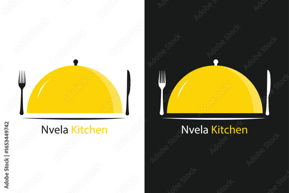 Fototapeta premium Modern kitchen and restaurant logo vector featuring culinary and food-related design elements. Perfect for restaurants, cafes, bistros, catering services, and food branding projects.