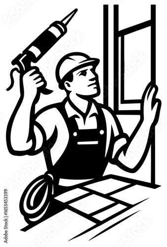 Sealing specialist applying caulk during home repair work