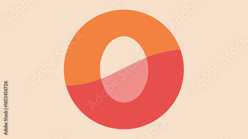 Abstract Circular Shape with Overlapping Orange and Red Sections on a Light Beige transparency background circle ring