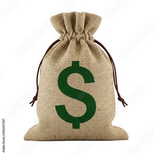 Wallpaper Mural A burlap money bag with a large green dollar sign symbol isolated on transparent background Torontodigital.ca