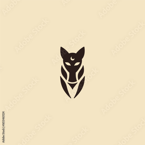 Bastet silhouette logo in elegant and simple minimalist design.
