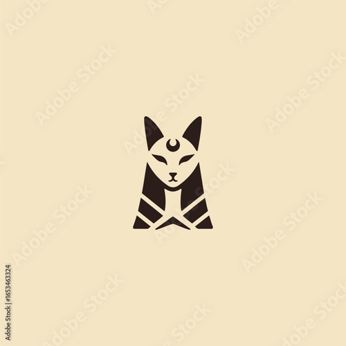 Bastet silhouette logo in elegant and simple minimalist design.