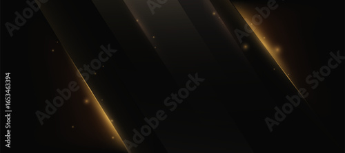 Golden Luxury Lines On Black background. Abstract Modern Light Effect