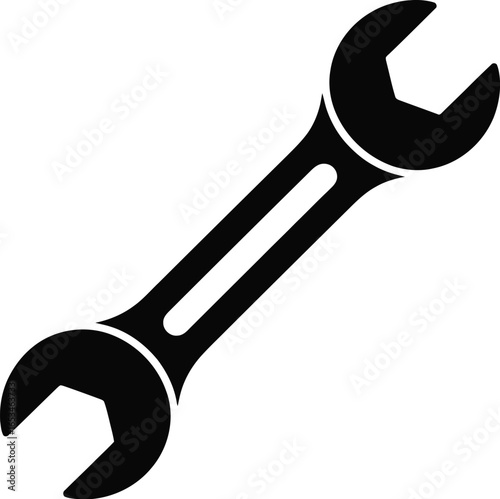 Black and white wrench tool isolated on white for repair construction and engineering projects a simple yet powerful symbol