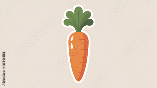 Cartoon illustration of a carrot with a white outline isolated on white background