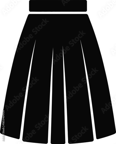 Black Skirt Pleated Silhouette for Fashion Design and Apparel Mockups in Vector Format Simple and Stylish