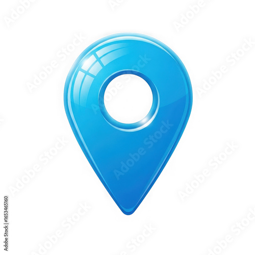 Shiny blue location pin icon with a circular hole isolated on transparent background Free Download Shiny blue location pin icon with a circular hole isolated on transparent background - GFXLoad